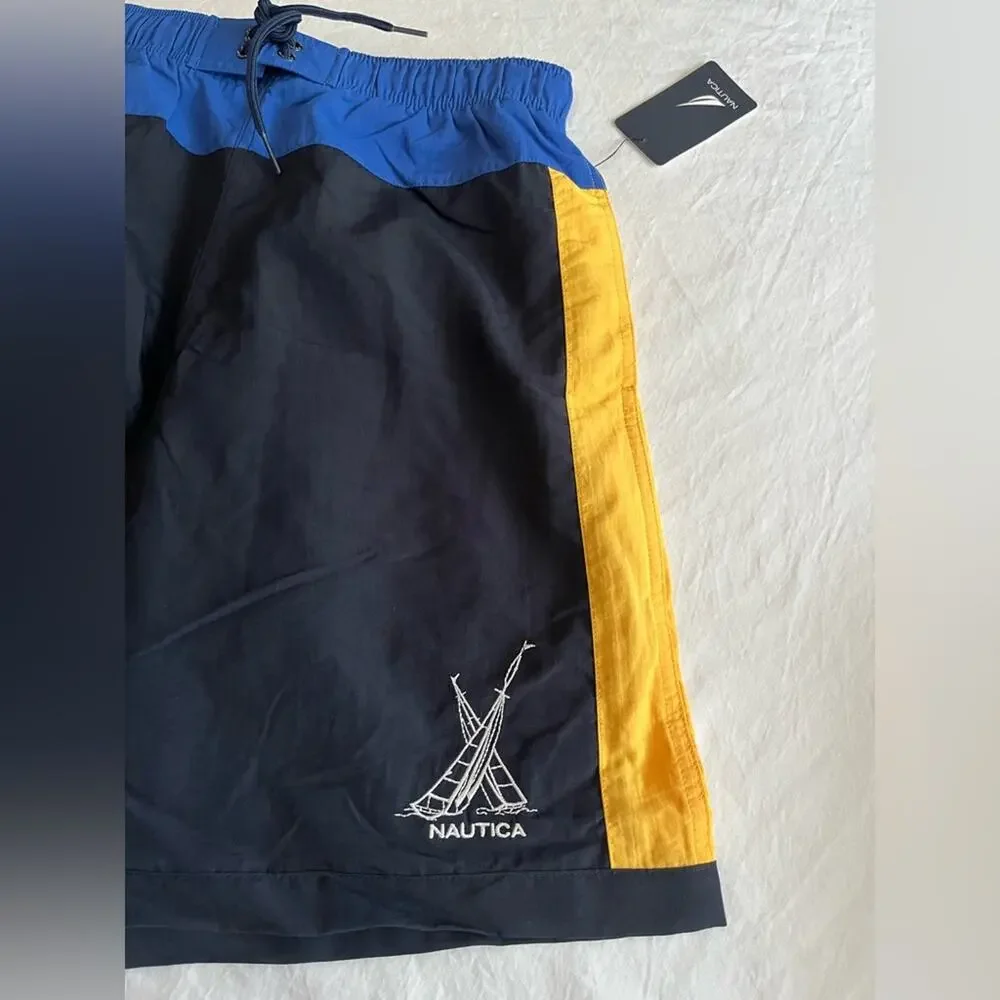 Nautica Swim Trunks Color Block Lined Shorts Size Small NWT